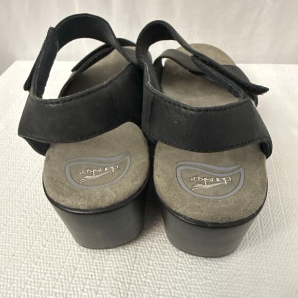 Dansko Sharla Sandals Womens Size 10 Black Leather Heel - Picture 3 of 12